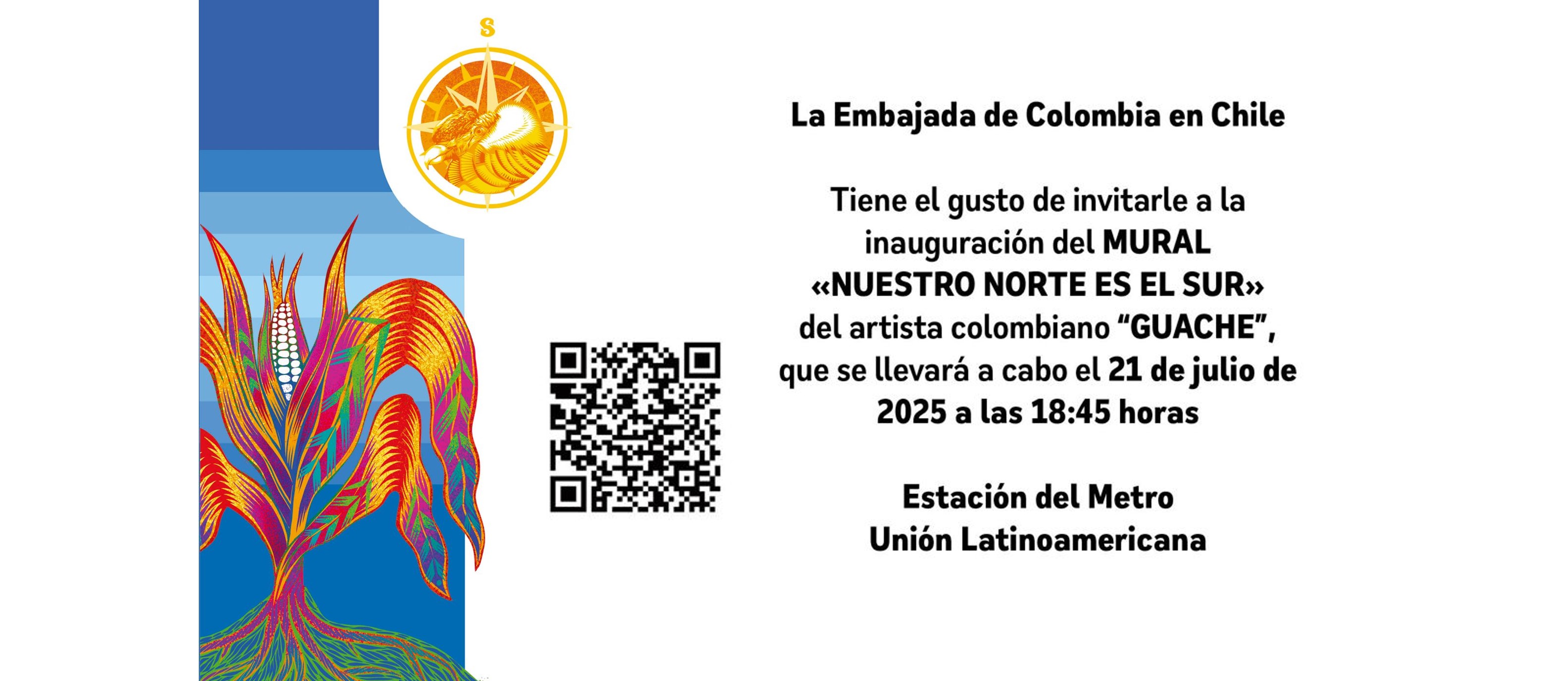 La Embajada de Colombia invita a la inauguración del mural “Nuestro norte es el sur” en el Metro de Santiago